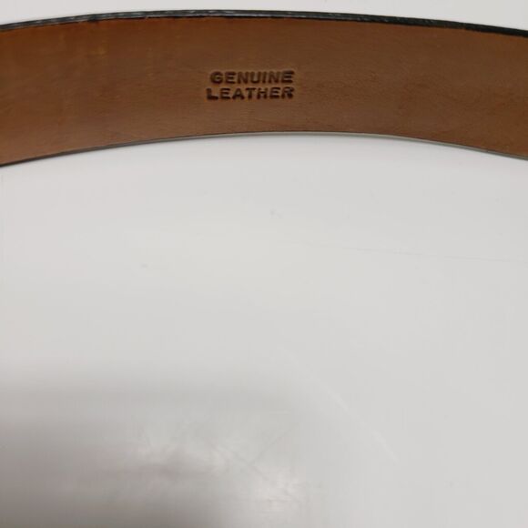 Cole Haan Belt Black Brown Men's Size 36/90 Genuine Leather Brass Buckle 1-1/4" - Picture 6 of 10
